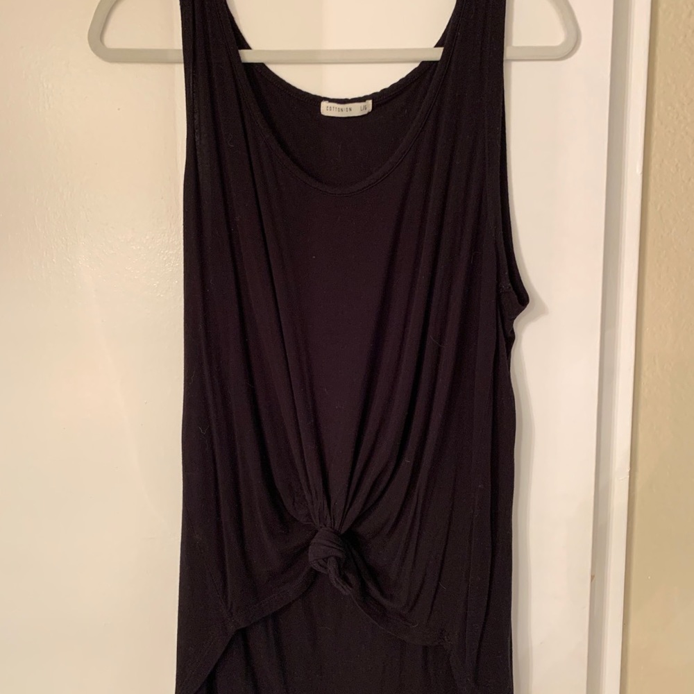 slouchy plain black tank top